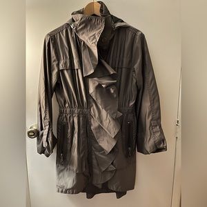 Olive shiny raincoat